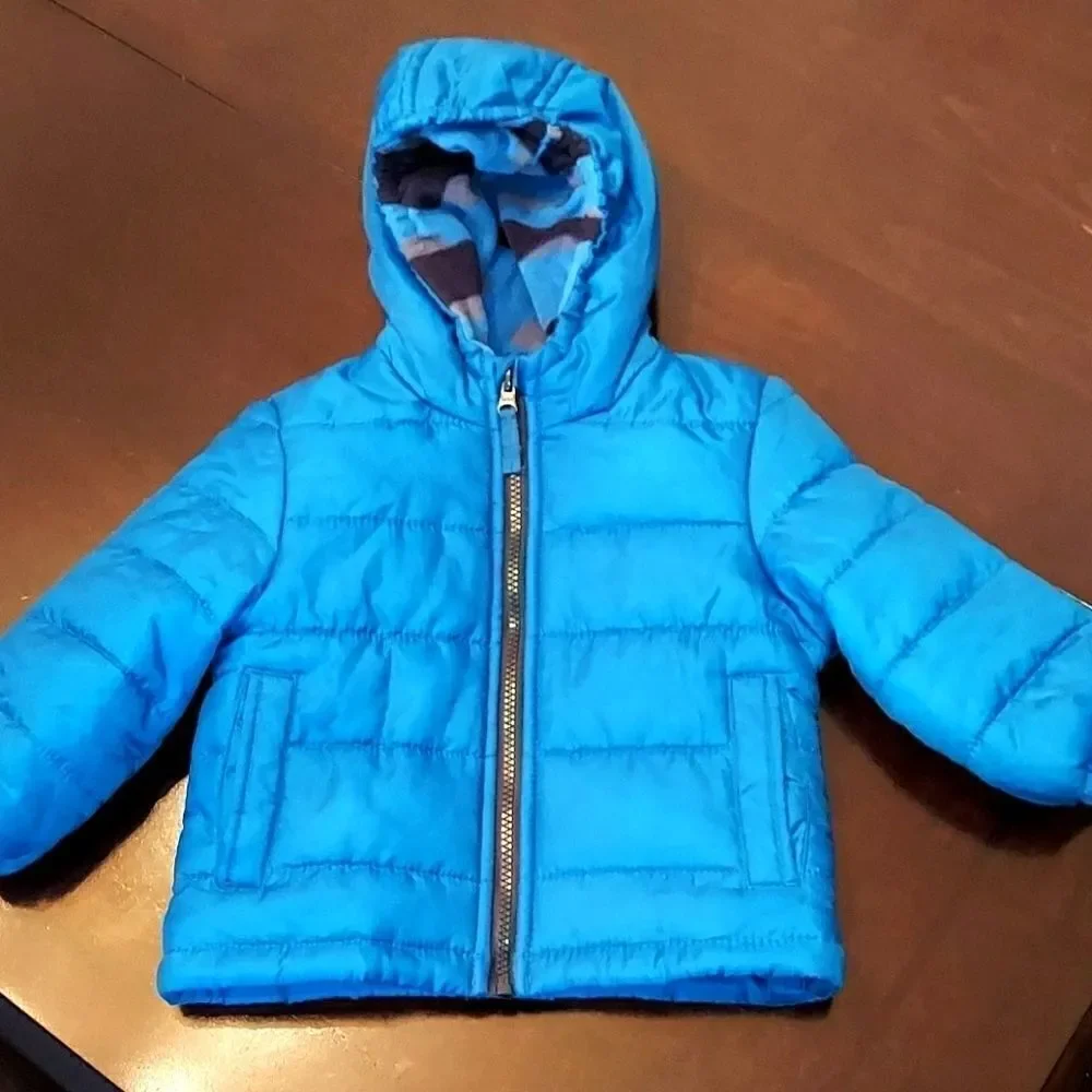 Oshkosh Blue Hooded Puffer Coat 18M